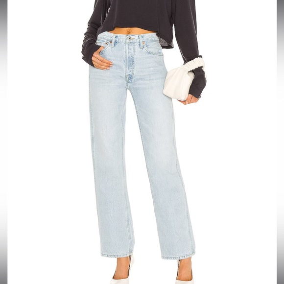 RE/DONE Originals 90s High Rise Loose in Perfect Light Indigo - Size 30